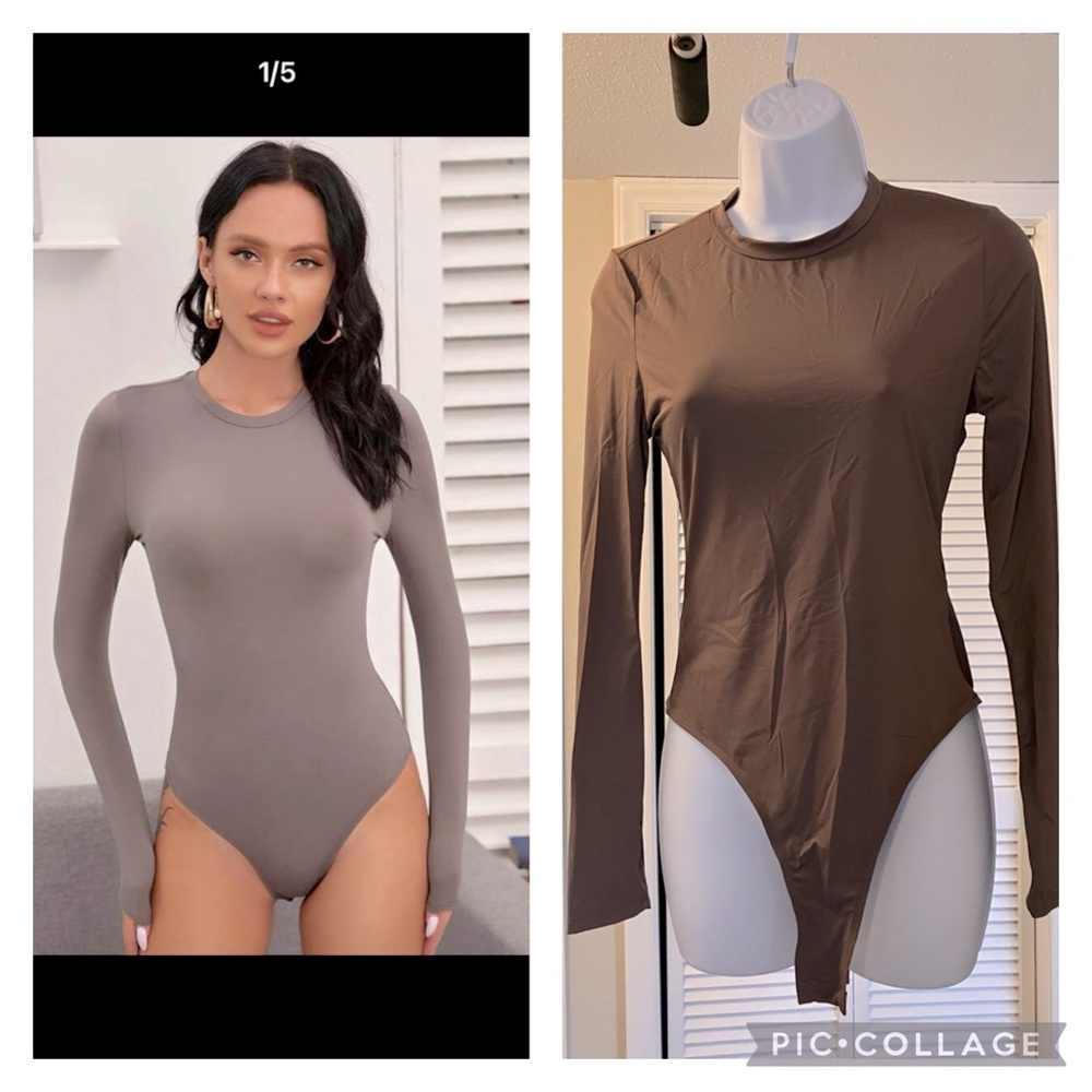 SHEIN ‼️ Mocha Brown/ Solid Form Fitted Bodysuit